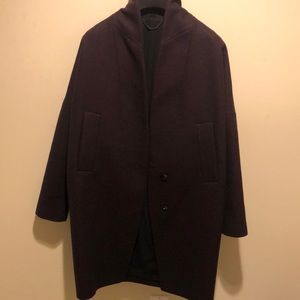 AllSaints burgundy wool coat